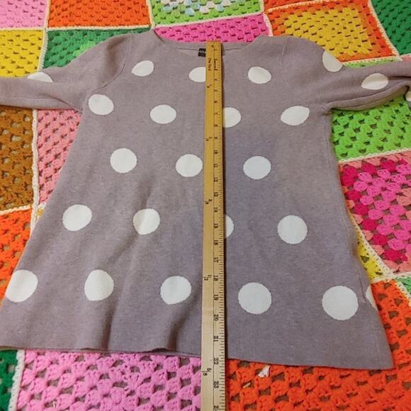 Cynthia Rowley Size Small Light Purple White Polka Dot Sweater Soft Casual S - Picture 2 of 14